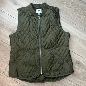 Old Navy Quilted Vest Women’s L Olive Green Lightweight Utility Outdoor Layer